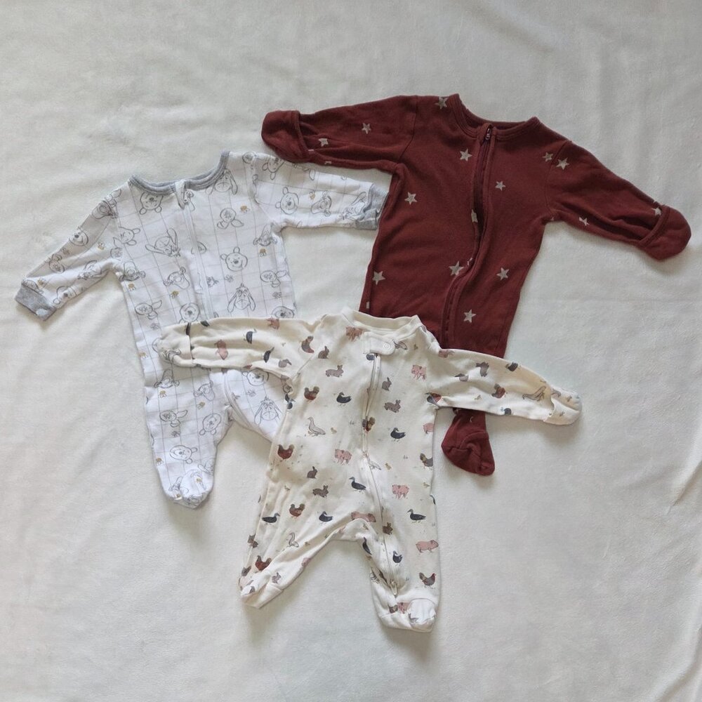3 Newborn Footies, Newborn Size